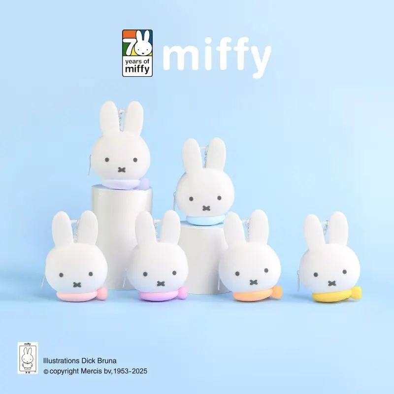 

Genuine Miffy Silicone Earbud Storage Case Cute Bunny Keychain Portable Small Key Bag For Headphone Accessories Daily Travel