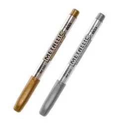 2Pcs/Set 1.5mm Painting Art Markers Pen Writing Waterproof Golden Silver Marker Pen Album Student Office Supplies