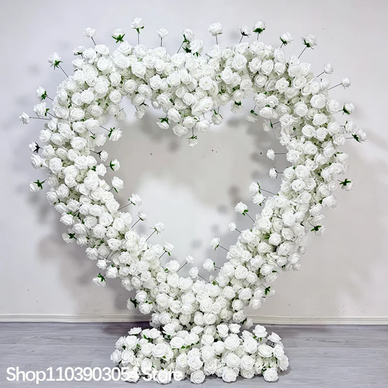 Roter Rosen-Herzform-Kunstblumenbogen, Seidenrosen-Blumenherz-Bogenrahmen, Hochzeitsantrag, Valentinstag, Partydekoration – Detail 2