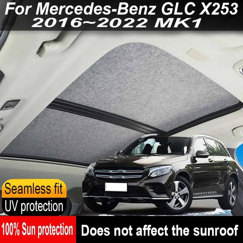 

Car Sunroof Insulation Roof Visor For Mercedes-Benz GLC X253 2016~2022 MK1 Anti-UV Electrostatic Adsorption Sky Curtain Sunshade