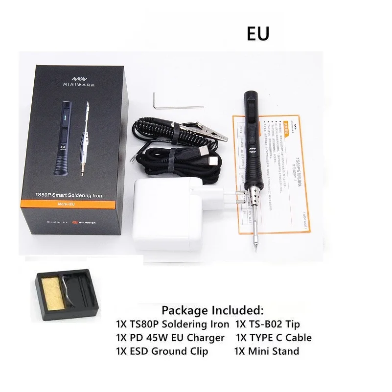 

Original TS80Pmore TS80P Mini Electric Soldering Iron Station OLED USB Type C Programmable Digital Solder STM32 Chip PD2.0 QC3.0