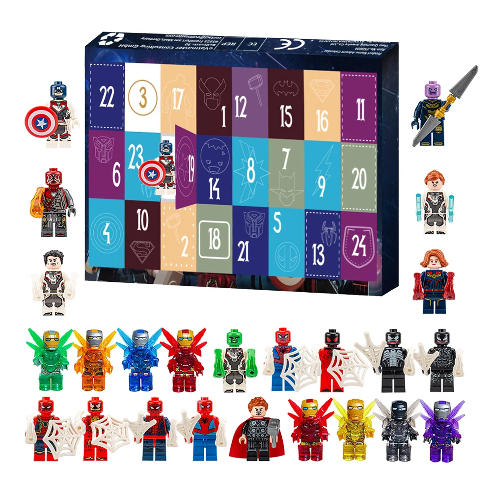 Disney Marvel Advent Calendar Box Figure Anime Action Figure Model Building Blocks Christmas Advent Calendar Countdown Kids Toys