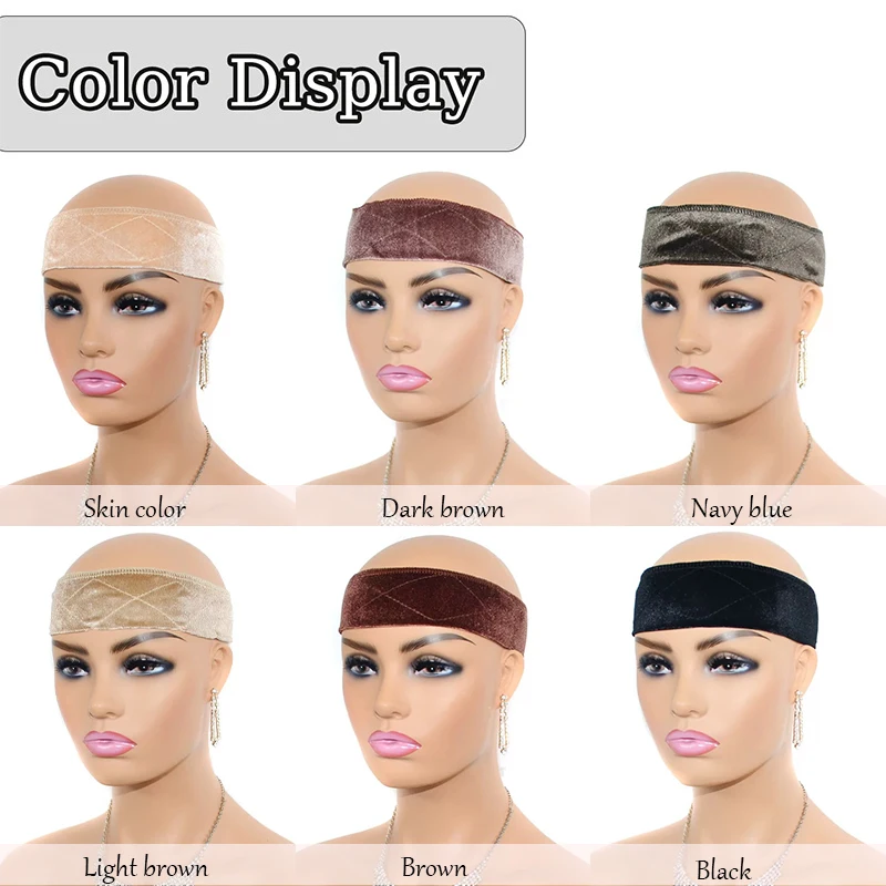 Женская регулируемая нескользящая повязка на парик, мягкая бархатная эластичная повязка на голову для йоги, многофункциональная повязка на голову черного, коричневого, бежевого цвета