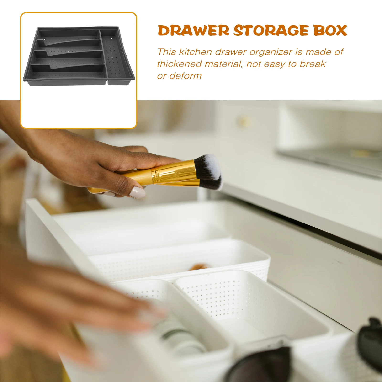 

Fork and Spoon Storage Box Silverware Holder with Compartment Drawer Organizer Cutlery