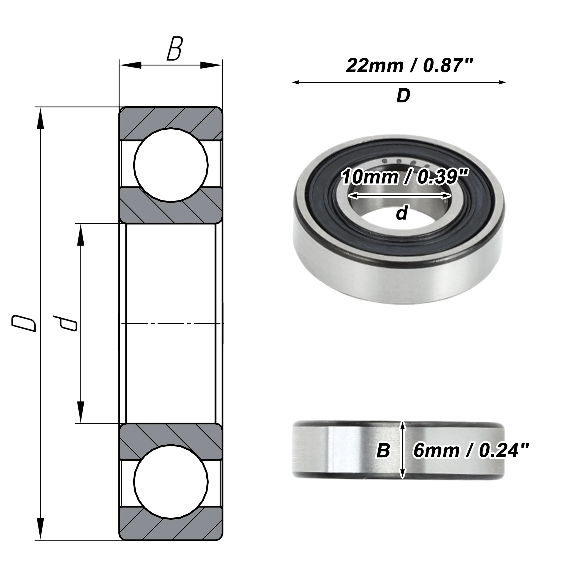 Motoforti 6900VV Deep Groove Ball Bearings P6 10x22x6mm Lubricated Bearings Double Rubber Seal Scooter Skateboard Wheel image 4