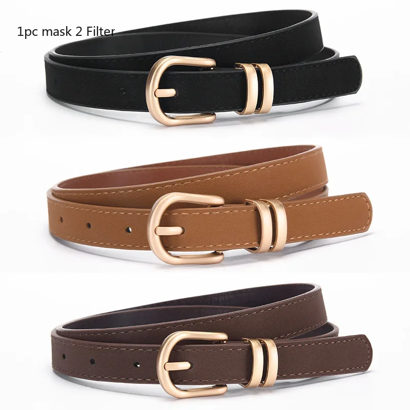 

Anti-fleece Gold Buckle Decorative Thin Belt Ladies Senior Sense of Versatility Simple Leisure Students Youth Narrow Belt Female