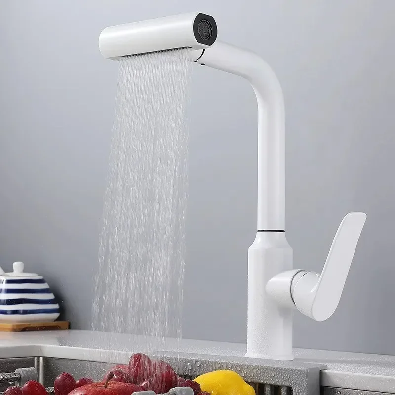 

Gray Pull Out Kitchen Faucet Lead Free Pull Out Slid Bathroom Hot and Cold waterfall Sink Tap Bathroom