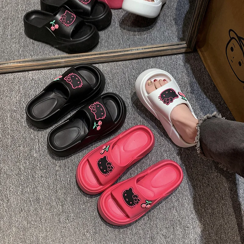 Letnie damskie kapcie damskie na platformie Eva Hello Kitty rosną o 5cm w trendach podróżują na zewnątrz casualowe sandały kapcie domowe