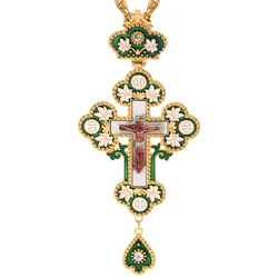 Pectoral Pendants Jesus Cross Orthodox Church Crucifix Religious Icon Byzantine Art Holy Cross For Priests Pendant Long Necklace