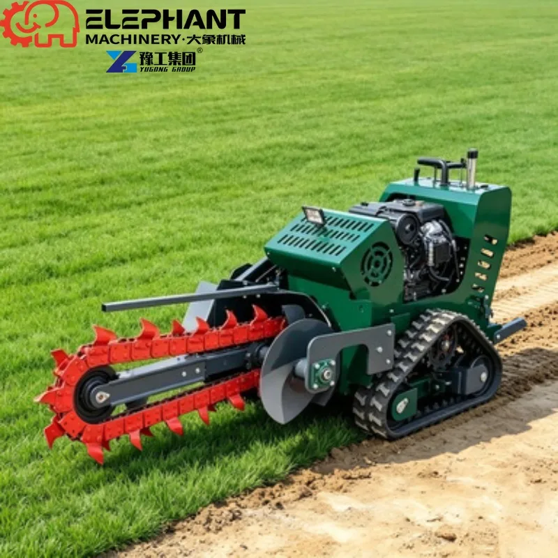 Rubber Track Trencher, Multifunctional Hydraulic Ditching Slotting Machine 23HP For Underground Cable Laying