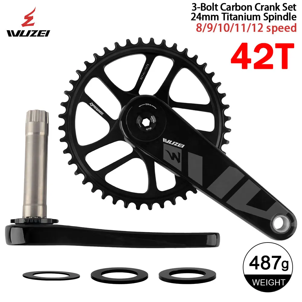 Carbon Fiber Road Bike Crankset 165mm 170mm 3 Bolts