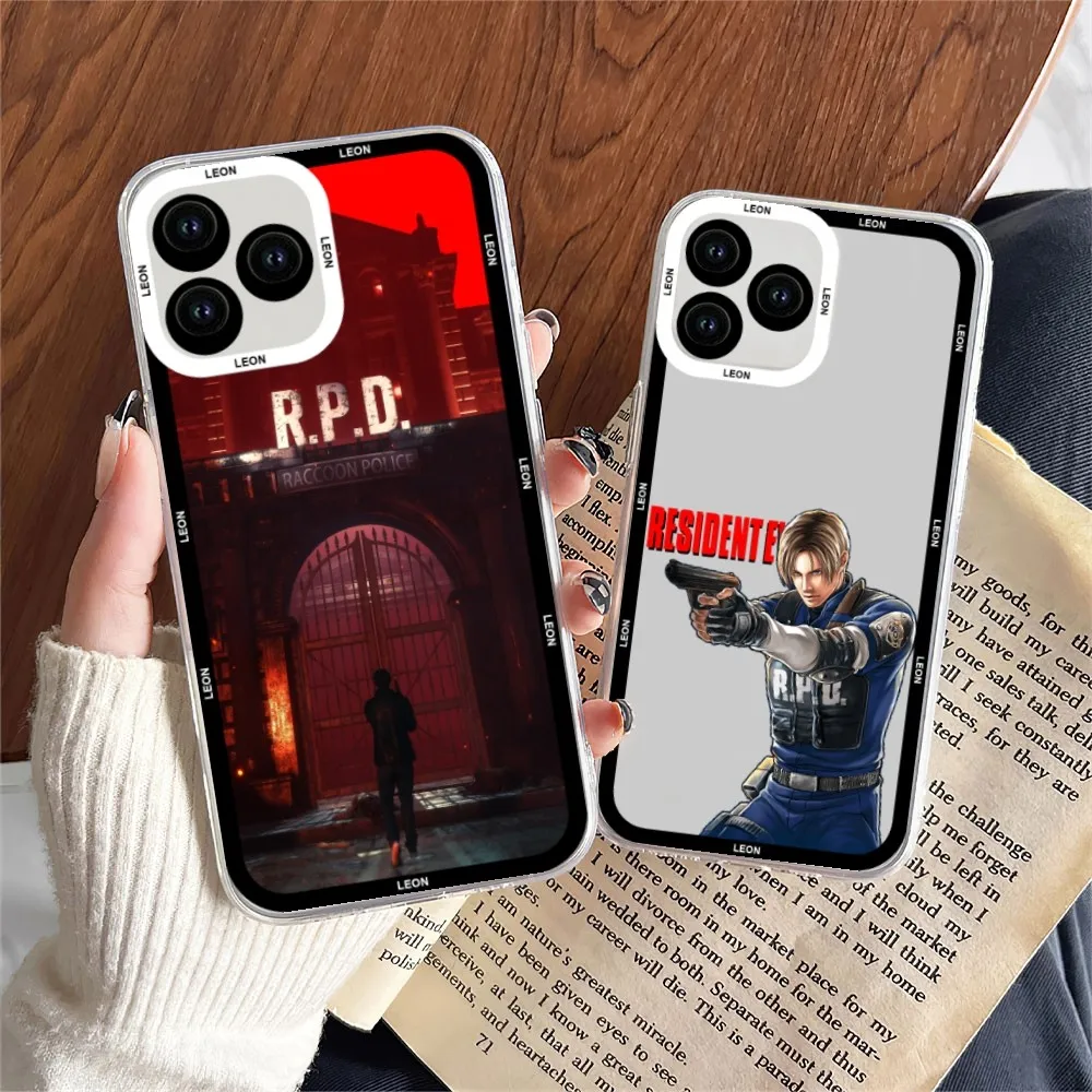 R-Resident Leon kennedy Evil Game Phone Case For iPhone 11 12 Mini 13 14 Pro Max Transparent Shell