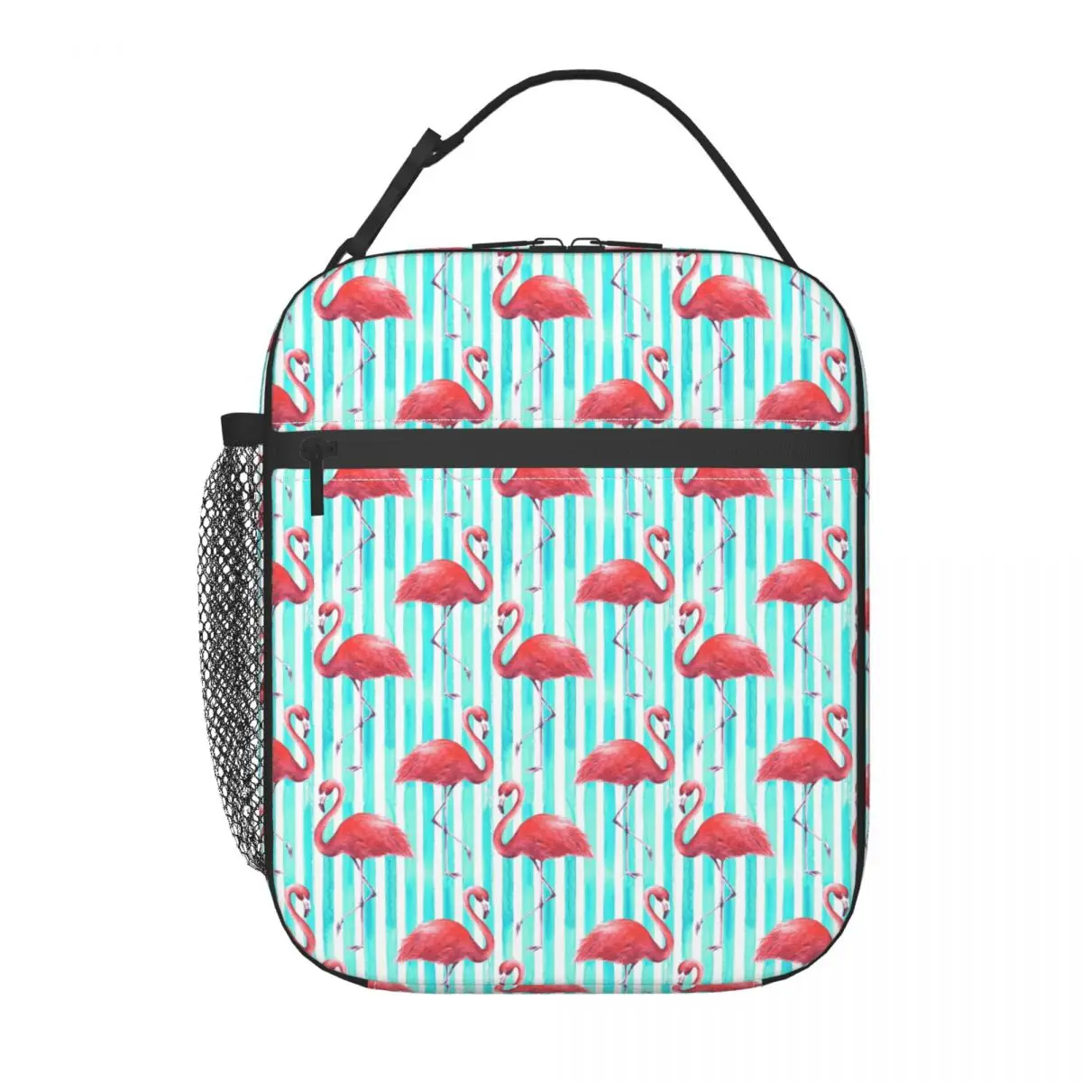 Pink Cartoon Flamingo Pattern Insulated Lunch Bag for Women Kids Leakproof Food Boxes Thermal Lunch Box Tote