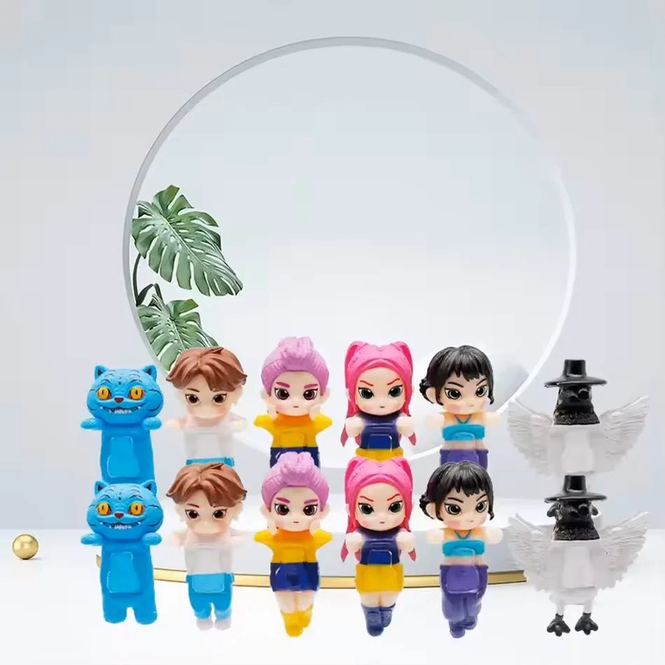 Kpop demon hunters figura série caixa cega derpys tigre rumi mira zoey buceta estatueta boneca mini decoração modelo brinquedos presentes de natal