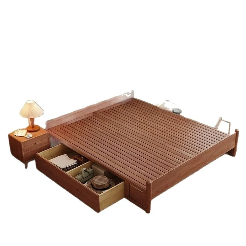 

French solid wood soft bag bed simple wave head 1.8 meters cream wind double bed