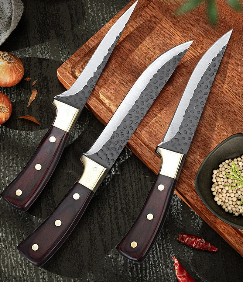 Forged Kitchen Chef Knife Set Stainless Steel Meat Fish Fruit Vegetables Slicer Butcher Boning Cleaver BBQ Knives with Cover