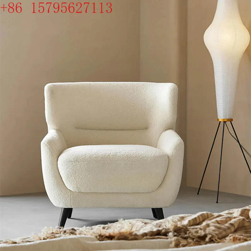 

Кресло для гостиной в стиле ваби-саби, тканевое, из овечьей шерсти, ретро, для балкона, для чтения