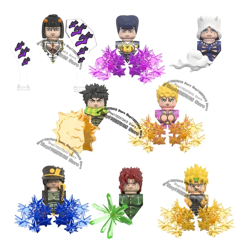 WM Blocks WM6161 JOJO Bizarre Adventure Kujo Jotaro Joseph Giorno Dio Bruno Anime Bricks Dolls Mini Action Toy Figura Blocks