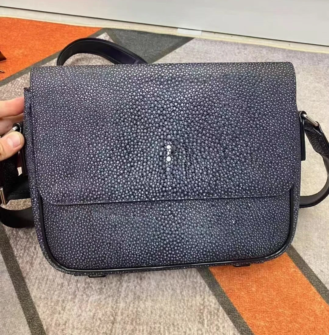 2027 New Luxury Men Handbags Pearl Fish Pattern Cow Genuine Leather Male Shoulder Bag Real Leather Crossbody Bag Messenger Bags