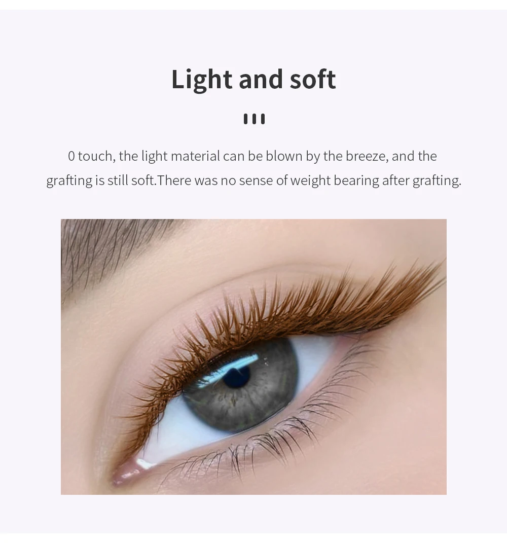 GLAMLASH Braune Ellipse, flache Wimpernverlängerung, matte künstliche Wimpern, geteilte Spitzen, ellipsenförmige Make-up-Tools – Detail 4