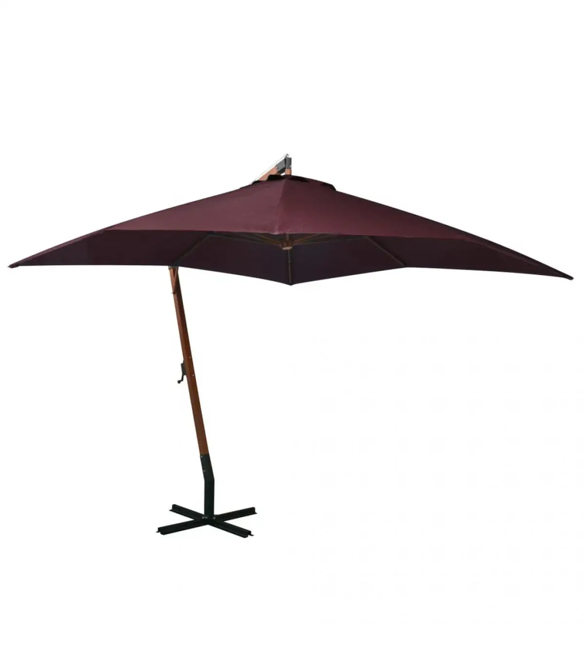 3x3m Burgundy Red Fir Wood Hanging Umbrella Umbrella