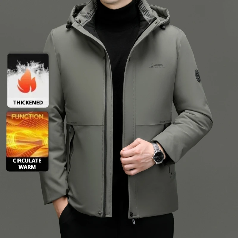 最高級厚手ファッションカジュアル暖かいアウターウェアデザイナーフード付き冬用パーカーコートメンズ最新ジャケットウィンドブレーカーメンズ服