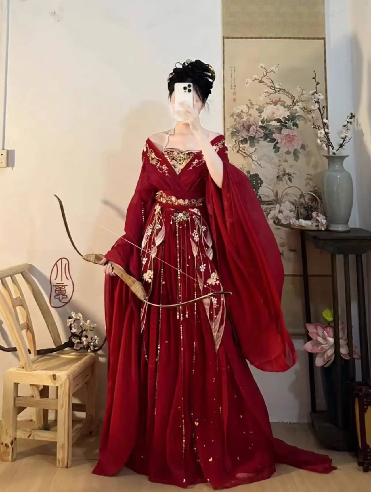 2025 hot Guofeng Goddess Of Flowers Red Heavy Industry Embroidery Trailing New Wei Jin Nan The Northern Dynasties Hanfu Women - view 4