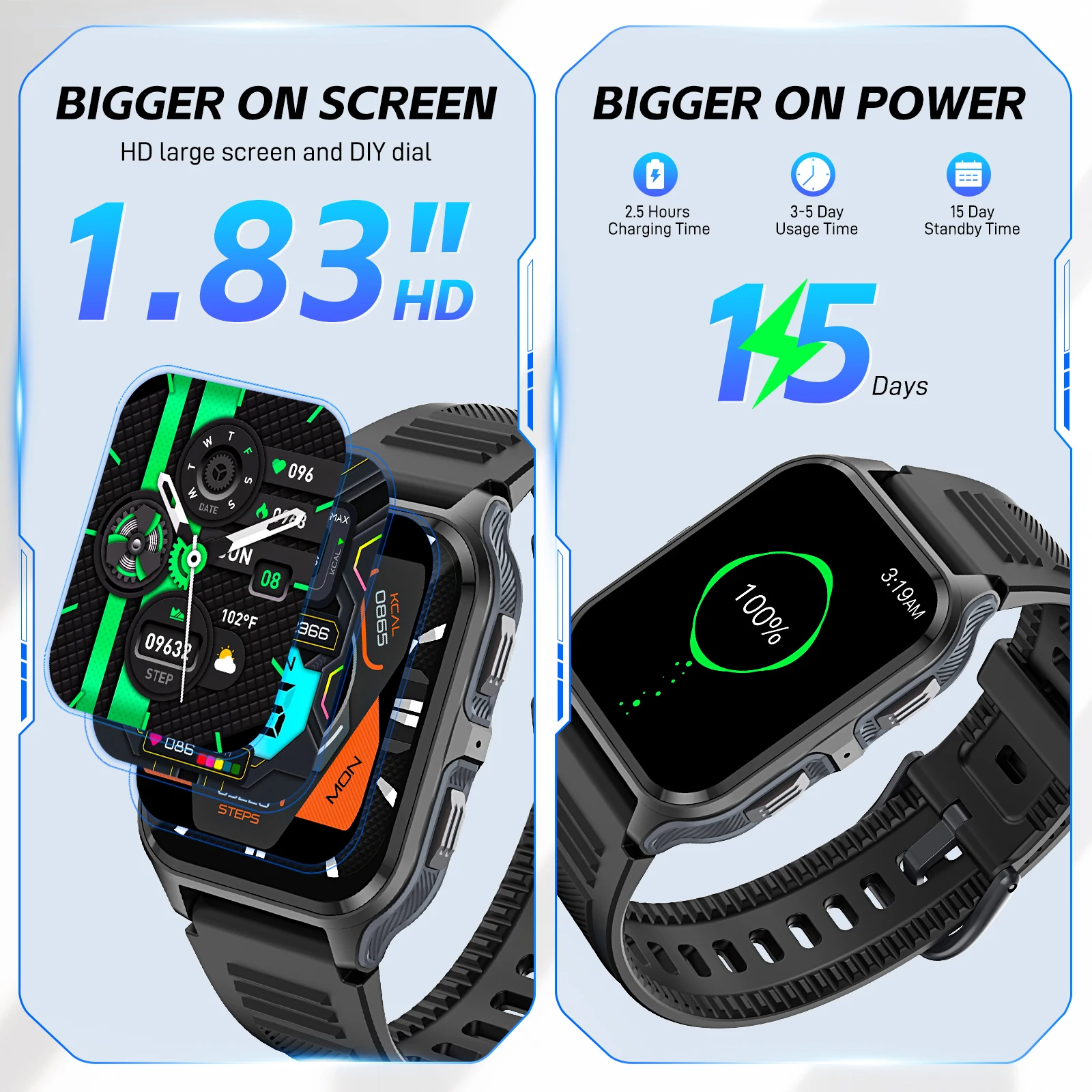 EIGIIS ساعة ذكية جديدة للرجال 3ATM مقاوم للماء تتبع اللياقة البدنية معدل ضربات القلب الدم الرجال الرياضة في الهواء الطلق ساعة عسكرية بلوتوث كال