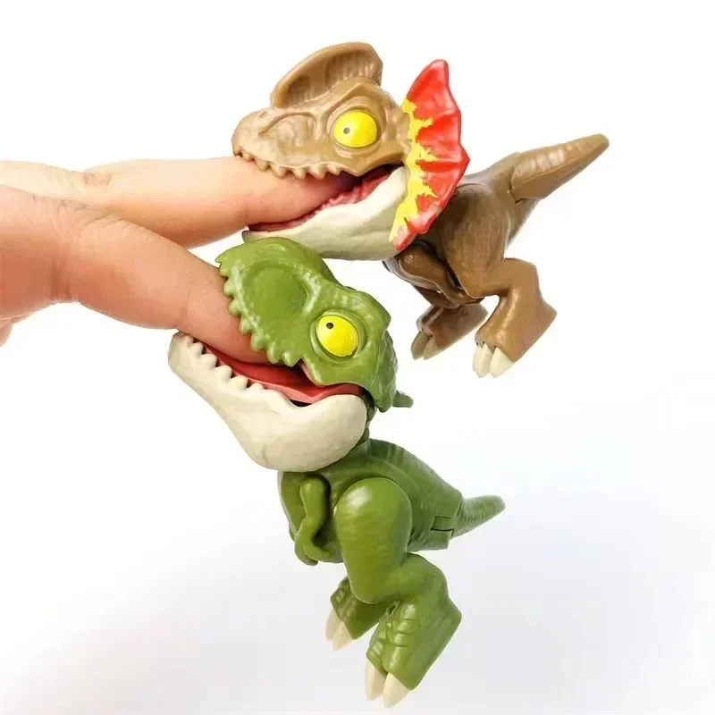 5/10 sztuk palec dinozaur Anime figurki zabawki śmieszne dinozaury jaja interaktywna gryząca ręka kreatywny Tricky Tyrannosaurus Model zabawki