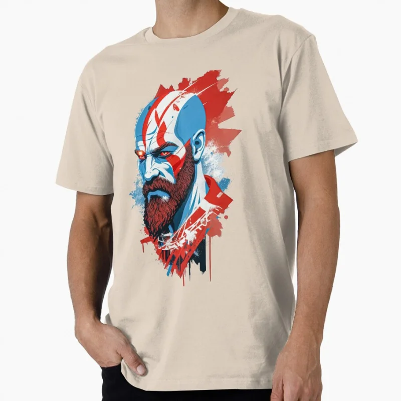Video Gamer God of war Kratos Spartan Graphic Tee Norse mythology Videogame t shirt for man 100% cotton All size top S-6XL