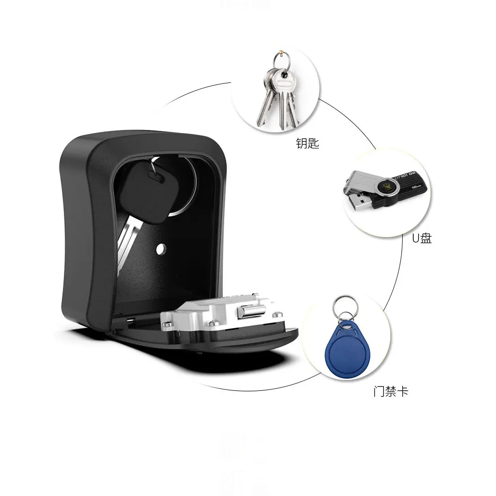 Imagem -04 - Wall Mounted Plastic Key Lock Box Cofre Intempéries Digit Combinação Chave Armazenamento