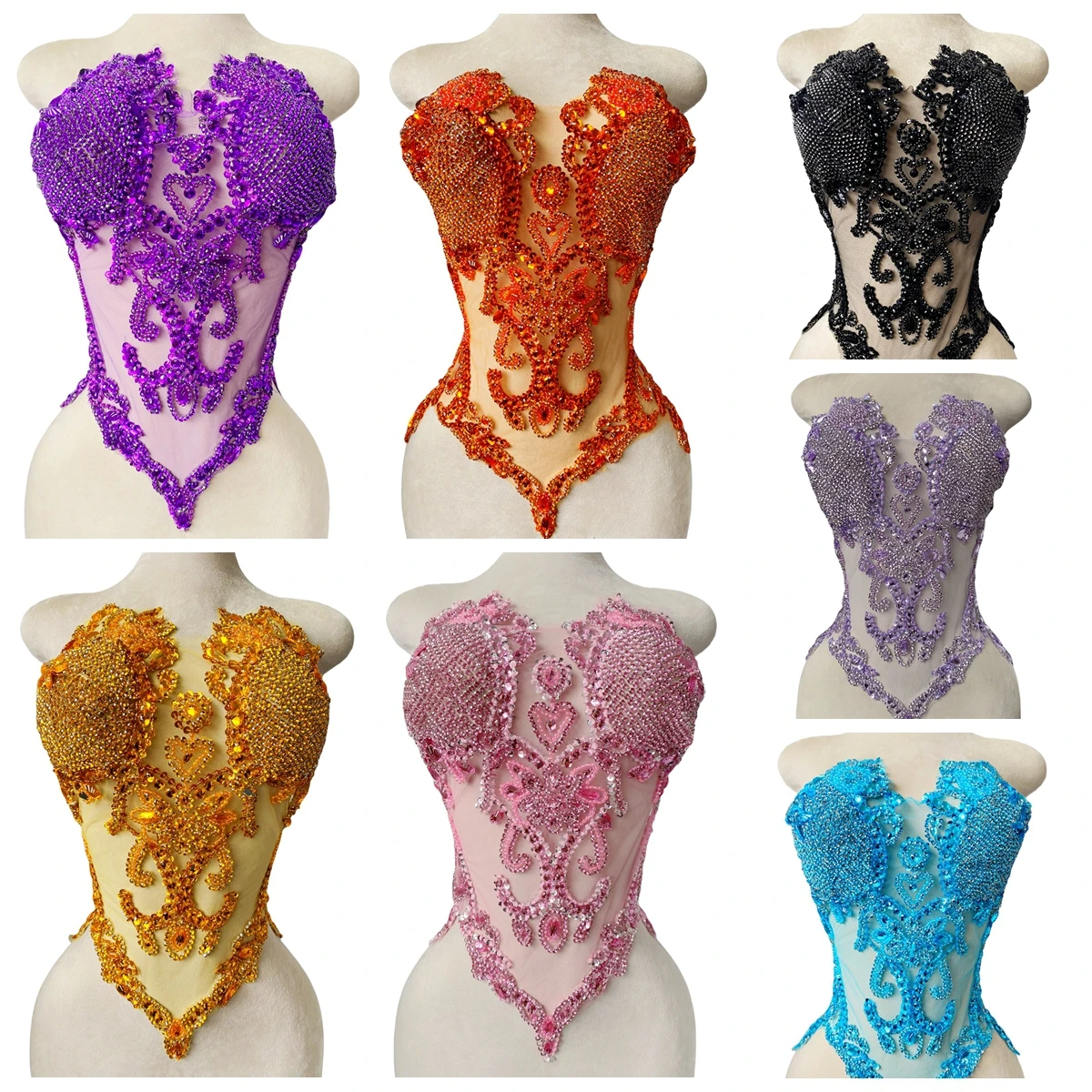 14 Colors Custom Handmade Gown Accessories Material Cover Bra Beading Rhinestone Tulle Apparel Decoration Evening Dress Fabric