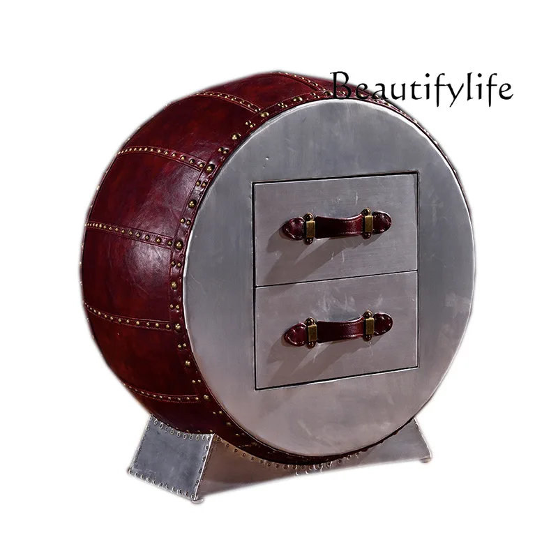 

Industrial style drum-shaped corners a few pairs of pumped metal aluminum leather rivets retro personalized edges old round drum