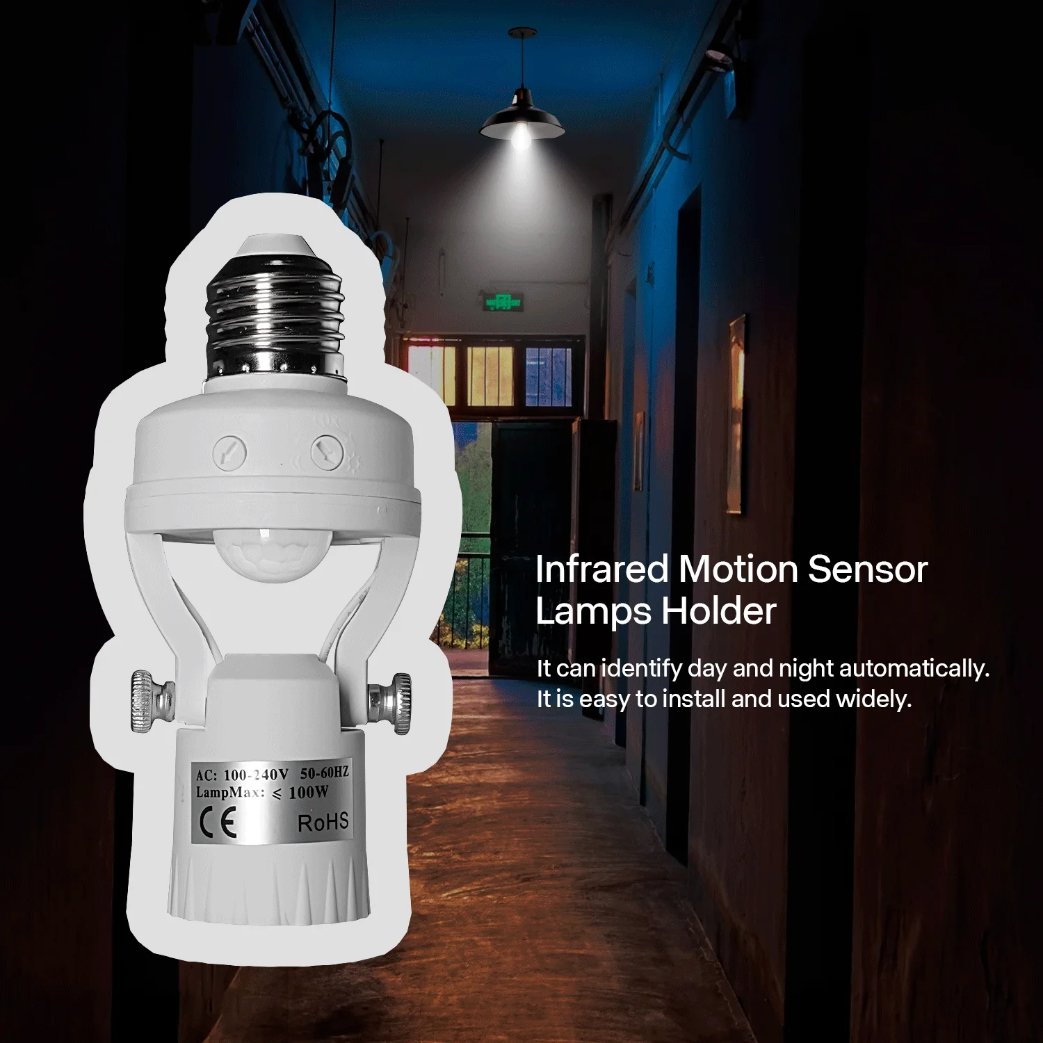 Support de lampes à détecteur de mouvement avec contrôle de la lumière, base de détecteur, interrupteur, adaptateur de prise d\'ampoule intelligente,