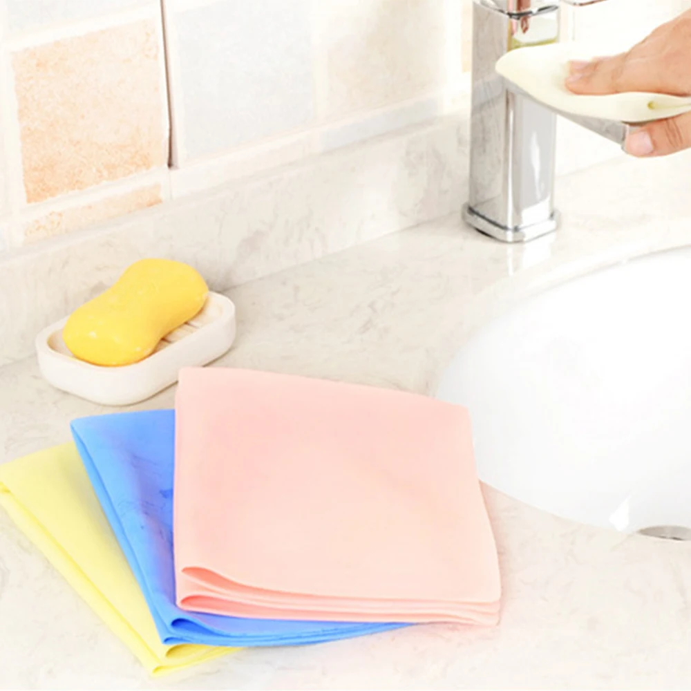 Kitchen Towel Bathroom Glass Cleaning Solid Color Dishwashing Towel Kitchen Accessories Wash Dish Towel Quick-drying Pva Sports