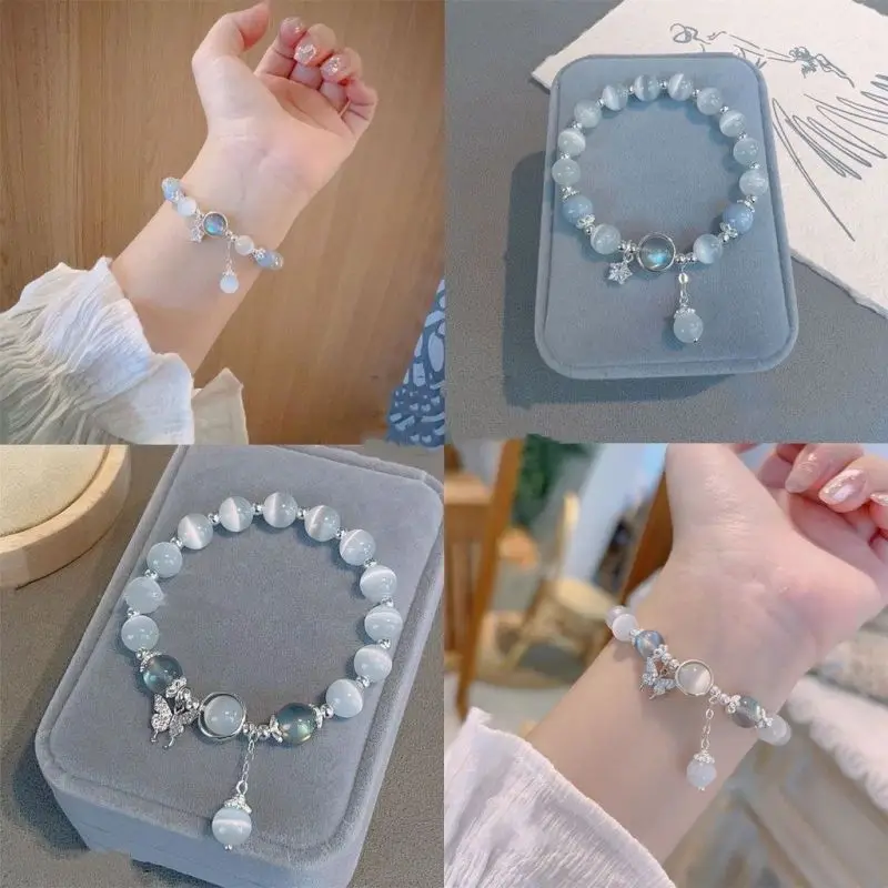 Anime Tian Guan Ci Fu Bracelet Hua Cheng Xie Lian Cosplay Adjustable Butterfly Blue Treasure Moonlight Crystal Bracelet Light Lu