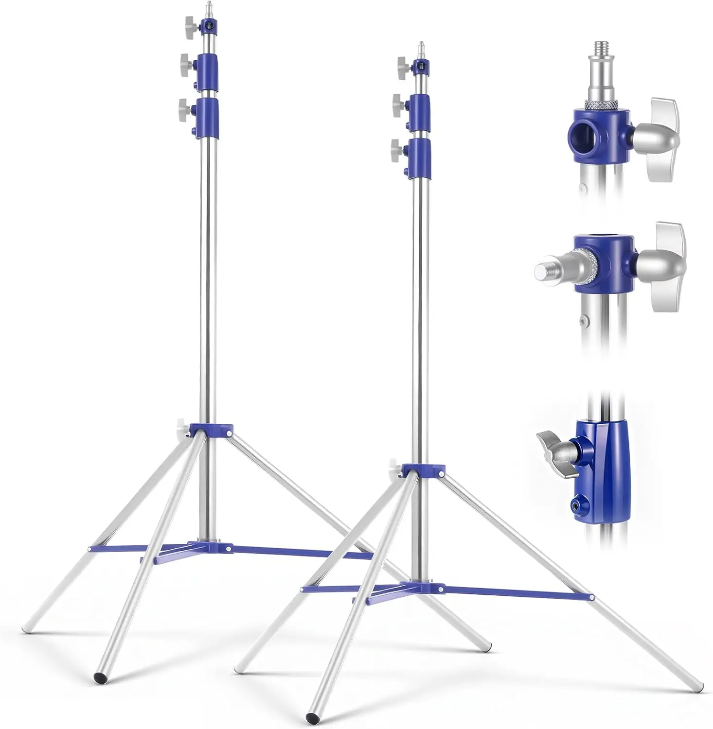 

Professional 10.5ft Studio Light Stand Kit with Dual Screw Sizes, Adjustable for Softbox & Ring Lights - 2 Pack