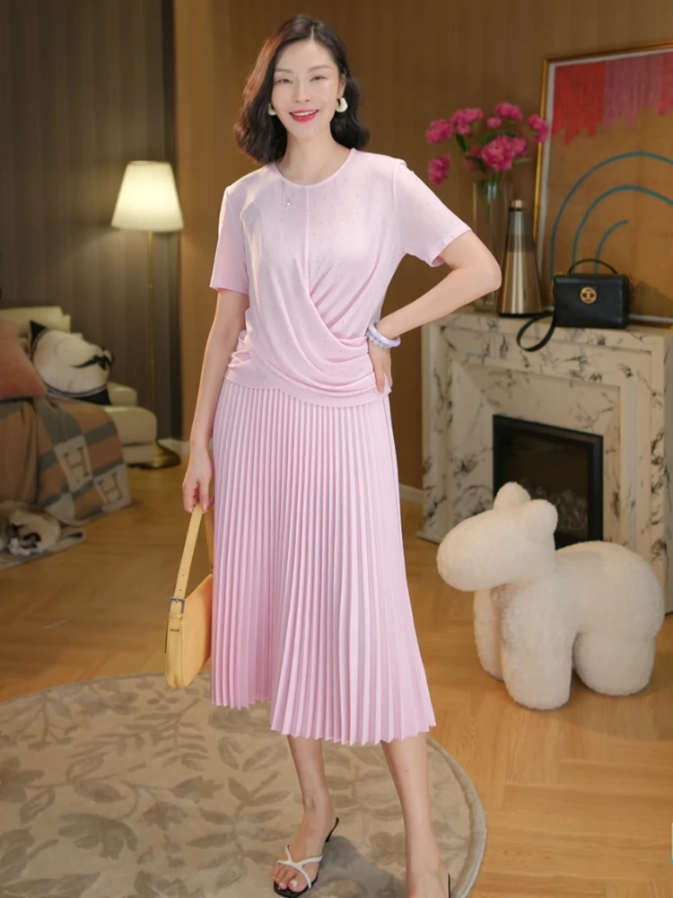 

Acetate Glitter T-irt Women's Loose Fit Casual Sle round Ne ort Sve Sweat Absorbing Poer Tone T-irt