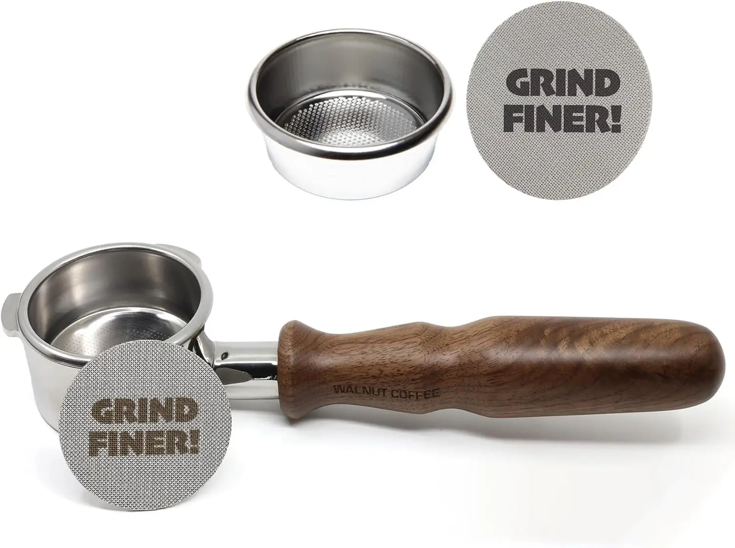 

Handmade 54mm Bottomless Portafilter with 53.3mm Puck Screen | Naked Filter Basket