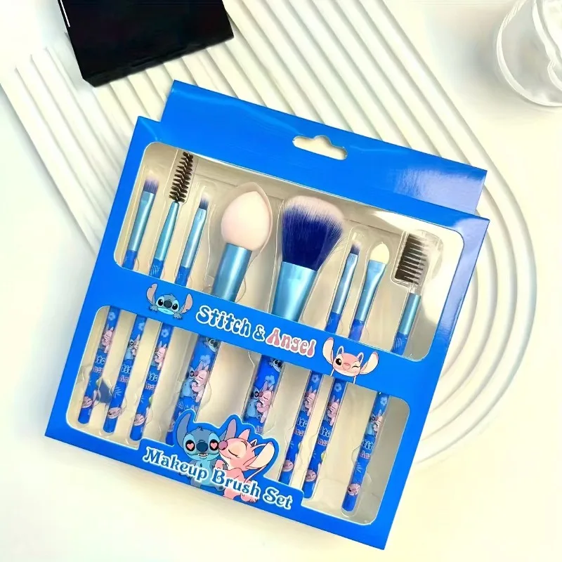 

Disney Stitch Angel Makeup Brush 8 Pieces Cartoon Anime Blush Eye Shadow Loose Powder Lipstick Makeup Tool Suit Women Girls Gift