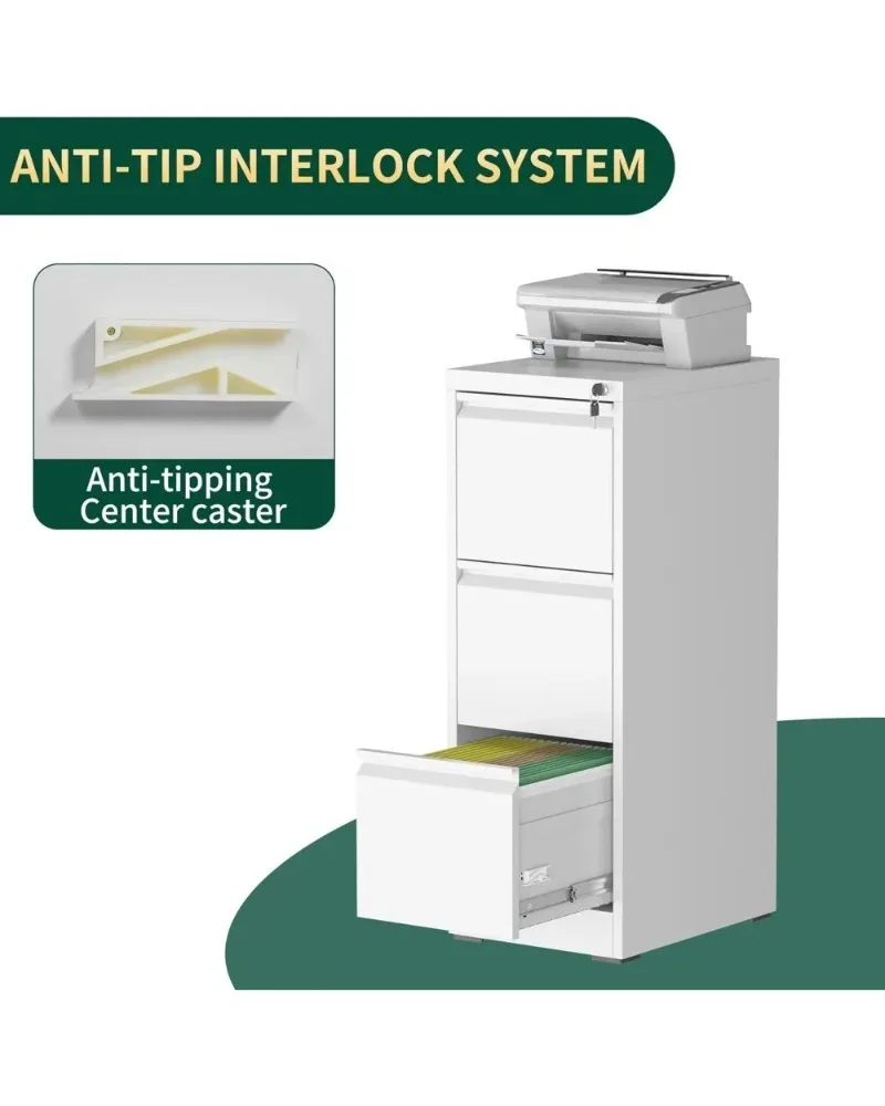 خزانة ملفات عمودية من الفولاذ الآمن مع 3 أدراج للمكتب المنزلي، وحدة تخزين شديدة التحمل للرسائل والملفات القانونية #6