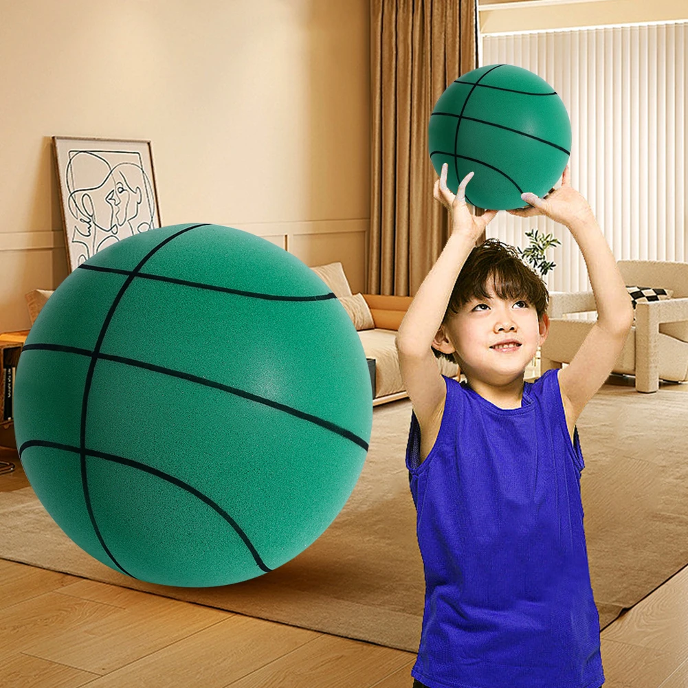 No.3บาสเก็ตบอลเสียงเงียบสำหรับเด็ก, 5/7บาสเก็ตบอลเป่าลมยืดหยุ่นสูงใช้ในร่มเล่นกีฬาพร้อมห่วงสำหรับเด็ก