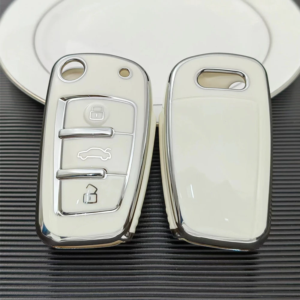 TPU Car Folding Key Case Cover Bag Shell Holder for Audi A1 A3 A4 A5 A6 C5 C6 Q7 Keychain Key Protector Accessories