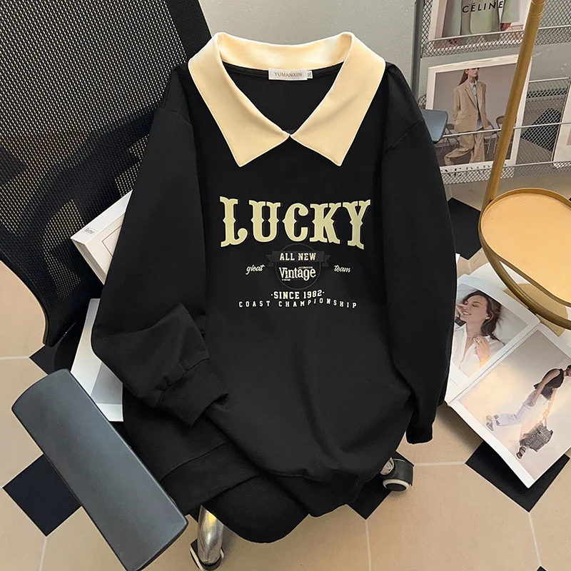 100/150/175kg Big Size Women Clothing Autumn Women Wear Extra Large Loose Lapel Sweatshirts Women Bust/150/160cm Hoodies 6XL 7XL