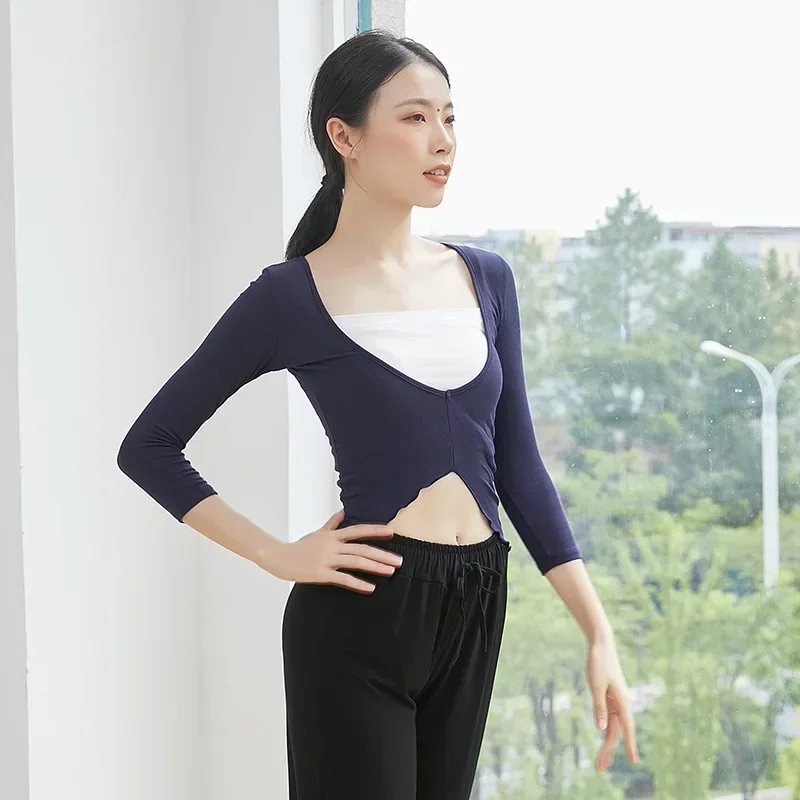 

Весенне-летняя классическая танцевальная одежда, темпераментная плиссированная тонкая верхняя одежда, тренировочная одежда с открытой спиной, базовая тренировочная одежда