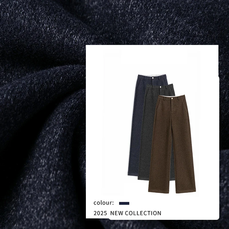 

Acetate woolen straight-leg suit pants for women, autumn and winter, soft and drapey, high-waisted, casual narrow wide-leg pants
