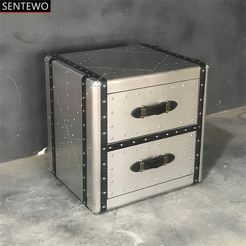 Sentewo Industrial Cube Brushed Retro Night Coffee Table Antique Wooden Commercial Furniture Coffee Kitchen Storage Cabinet