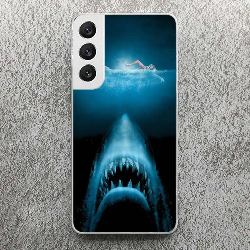 Ocean Monster Shark Swimming Print Soft Case for Samsung Galaxy S24 S23 S22 Ultra S21 S20 FE S10 Plus Phone Shell S9 S8 + S10E