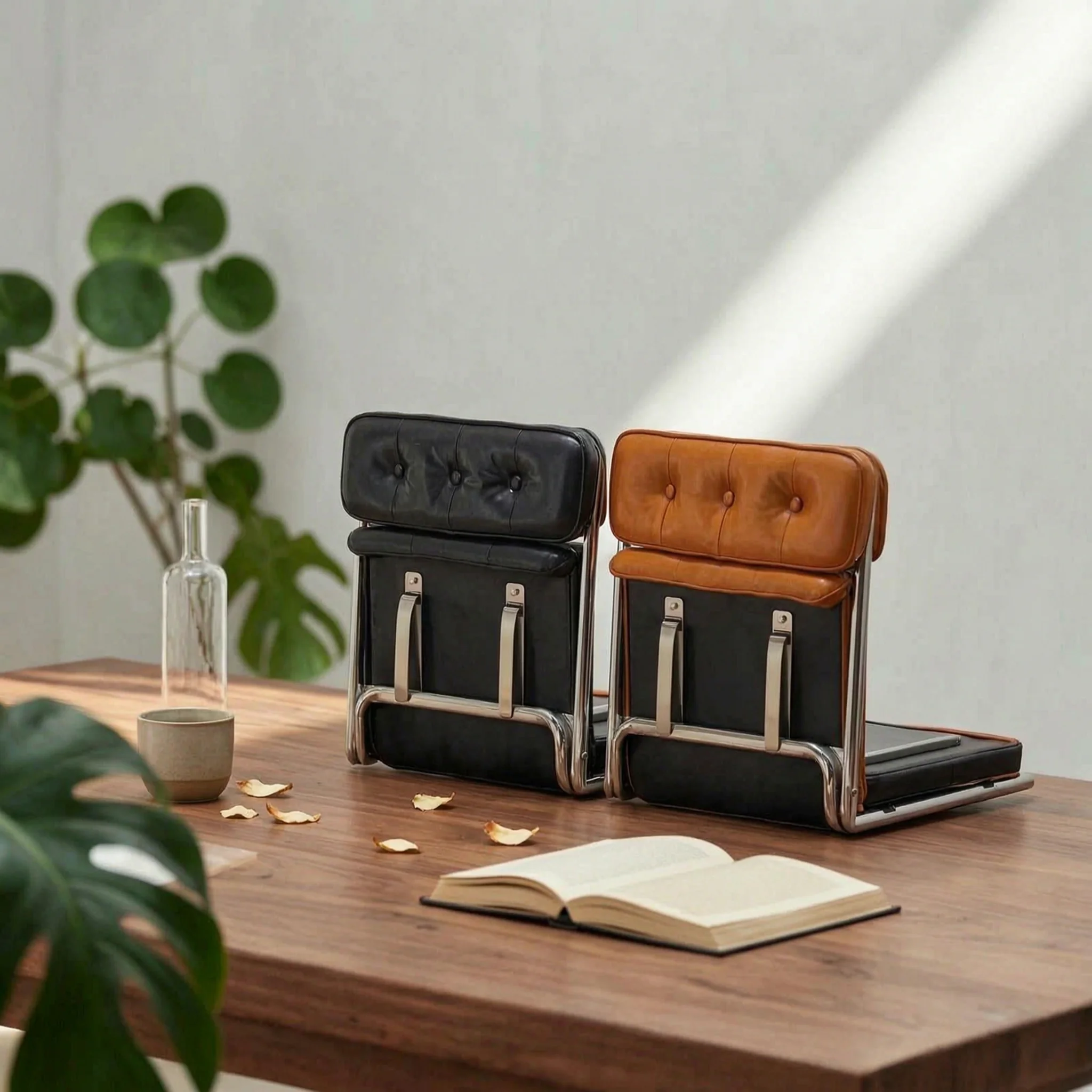Padded Folding Chair Upholstered Foldable Chair with Tufted Backrest Furniture Cushioned Long-Lasting for Small Apartments