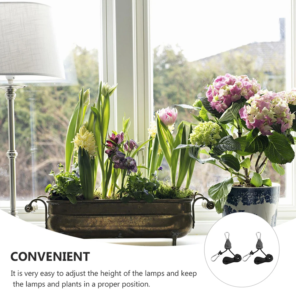 

6Pcs Plant Light Hooks Durable Metal ABS PP Adjustable Ropes Grow Lamp Hangers Garden Accessories Lifting Pulley Ropes